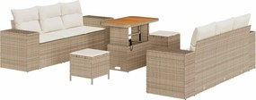 vidaXL Set de canapele pentru grădină 9 pcs Bej și crem Poli Rattan