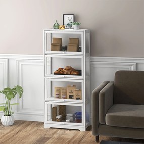 HOMCOM Vitrină Colecționari cu 4 Niveluri, Uși cu Balamale, Sistem Anti-Răsturnare, pentru Birou, Dormitor, 59 x 30 x 139 cm, Alb | Aosom Romania