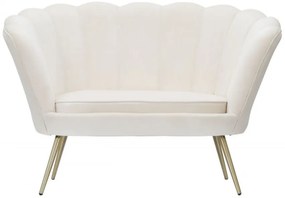 Canapea crem din catifea si metal cu 2 locuri, 130 cm, Viena Mauro Ferretti
