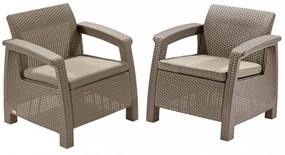 Set fotolii Corfu duo, culoare cappuccino, cu pernă nisip