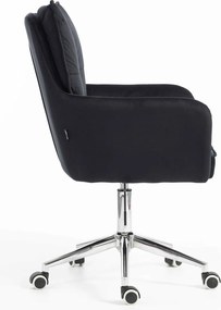 HR250K Scaun Catifea Neagră Bază Cromata