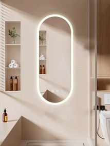 Oglindă baie, Multifuncțională, Iluminare LED Touch, Intensitate reglabila, Sistem Dezaburire, Ceas electronic încorporat, Indicator Temperatura, 100x40 cm