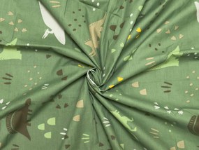 Set 2 huse decorative pentru perne DINO STEPS 40x60 cm, verde inchis