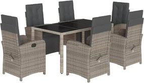 vidaXL Set mobilier de grădină cu perne, 7 piese, gri, poliratan