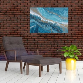 Tablou - Marmură bleu cu aur I. (90x60 cm)