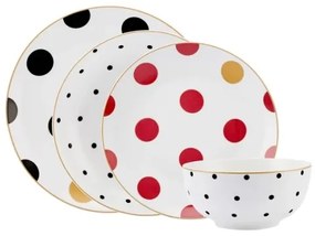 Set veselă 24 piese, din porțelan, multicolor