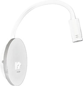 Lampă de perete LED flexibilă BASE cu USB, LED/8W+LED/2W/230V, alb/argintiu