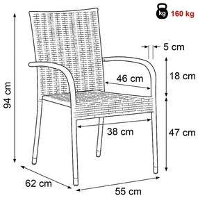 Autronic Scaun de grădină, metal, polyratan,negru, A ZC-S2113 BK