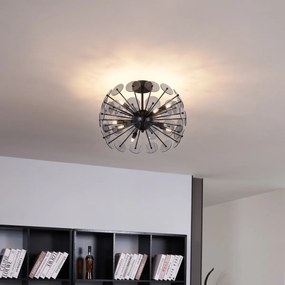 Plafonieră Art Deco neagră cu sticlă fumuriu - Atomic