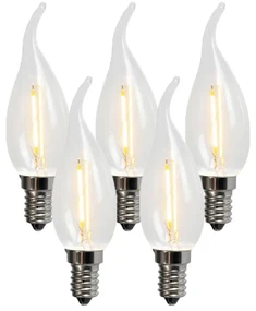 Set de 5 becuri cu filament LED E14 BXS35 1W 100LM 2200K