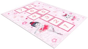 JUNIOR 51828.802 covor lavabil hopscotch, balerină pentru copii anti-alunecare - roz