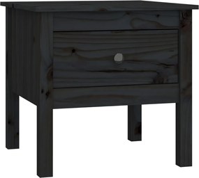 vidaXL Masă laterală, negru, 50x50x49 cm, lemn masiv de pin