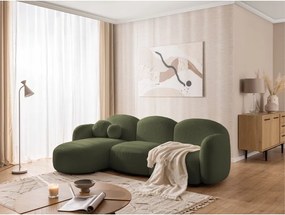 Colțar verde cu tapițerie din țesătură bouclé (cu colț pe partea stângă/cu șezlong) Orbit – Ropez