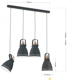 Lustra cu 4 pendule design industrial THEKE
