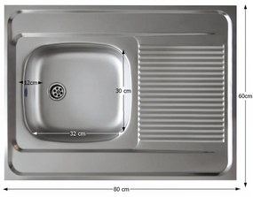 Chiuvetă inox, universală 80x60, LAY ON