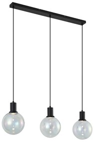 Lampă suspendată de design neagră cu sticlă transparentă dreptunghiulară cu 3 lumini - Mallon