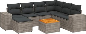 vidaXL Set canapele de grădină cu perne, 8 piese, gri, poliratan