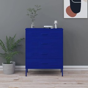 Comoda cu sertare, bleumarin, 80x35x101,5 cm, otel Bleumarin