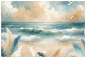 Tablou – Plajă pictată în culori delicate (90x60 cm)