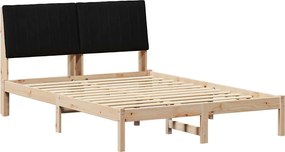 vidaXL Cadru de pat cu headboard Negru 140 x 190 cm Lemn de pin masiv