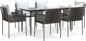 vidaXL Set mobilier de grădină cu perne, 7 piese, poliratan și oțel