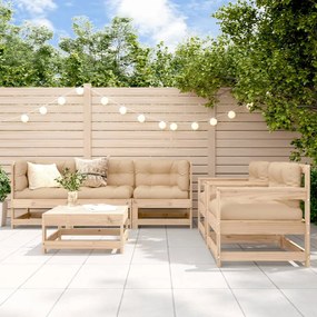 3185815 vidaXL Set mobilier relaxare de grădină & perne 6 piese lemn masiv pin