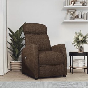 3073640 vidaXL Fotoliu rabatabil electric, maro, material textil
