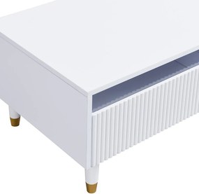 Masă de cafea cu LED, 2 sertare și iluminare LED, 110x50x40 cm, Alb