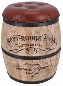 Scaun bar tip butoi de vin, cu spatiu de depozitare – Mont-Rouge à Vin