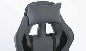 Scaun gaming, masaj în perna lombară, suport picioare, textil, Gri