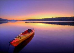 Tablou pe sticlă - Kayak pe lac (70x50 cm)