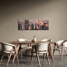 Tabloul cu metropolă luminată (cu ceas) (90x30 cm)