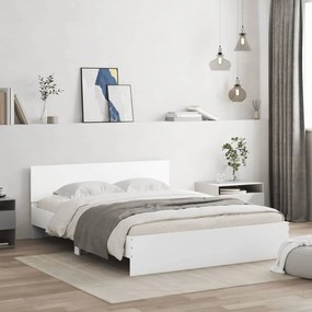 3207497 vidaXL Cadru de pat cu tăblie, alb, 140x190 cm