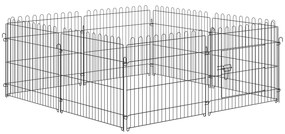 PawHut Țarc pentru Animale Mici, Cușcă Modulară din Oțel pentru Câini, Pisici, Pui, 158x61 cm, Negru | Aosom Romania