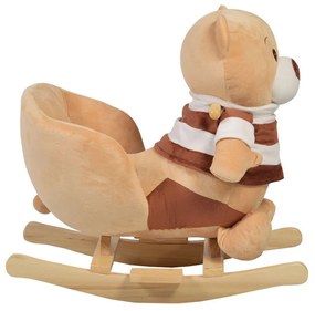 Balansoar din plus cu melodii NOVOKIDS ™ Happy Bear XXL , 1-6 ani, dimensiuni 60x29x51 cm, max 20 kg, model Ursulet , Maron