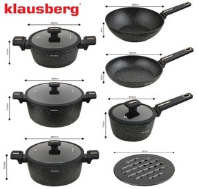 Set oale marmorate cu capace 12 peise Klausberg KB-7968, negru