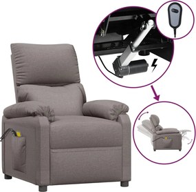 vidaXL Fotoliu de masaj electric rabatabil, gri taupe, textil