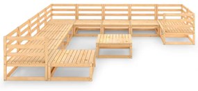 Set mobilier de gradina, 12 piese, lemn masiv de pin Maro, 1, nu