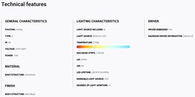 Spot LED incastrabil TULIPA Black recessed downlight 10W 15° 2700K CRI90 casambi IP44