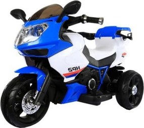 Motocicleta Electrica cu Acumulator Pentru Copii Novokids™ Moto GP Sport, 3-6 ani, max 30 kg, Cu Sunete , 3 Roti, Mers cu spatele, Albastru si alb