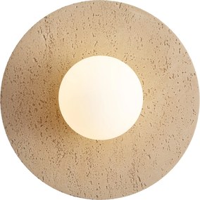 Lampă de perete Japandi Piatră Naturală Rotundă cu Sticlă Opal - Josie