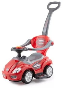 Masinuta copii si bebe Jolly Kids™ Sport Car, cu melodii, maner de impins pentru parinti, bara de protectie, design modern, Rosu