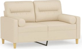 vidaXL Canapea cu 2 locuri cu pernuțe, crem, 120 cm, textil