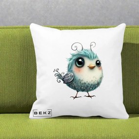 Perna Decorativa Pui Teal cu Aripioare Ornamentale, 40x40 cm, Alba Mata, Husa Detasabila, Perna Inclusa, BEKZ®