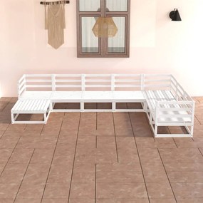 Set mobilier de gradina, 7 piese, alb, lemn masiv de pin Alb, 1, nu