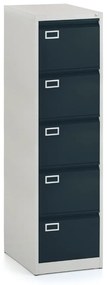 Dosar metalic A4 - 5 sertare, 45,5 x 62 x 162,5 cm, incuietoare cilindru, antracit - ral 7016