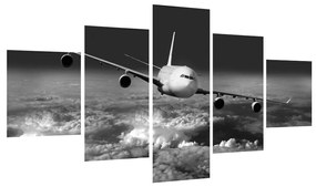 Tablou alb negru cu avion în nori (125x70 cm), în 40 de alte dimensiuni noi