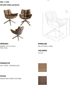Fotoliu pivotant modern ultra confortabil Brown