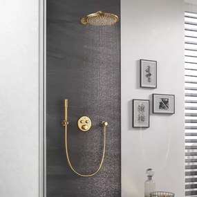 Palarie si brat de dus Grohe Rainshower Cosmopolitan 310 auriu periat Cool Sunrise 1 functie