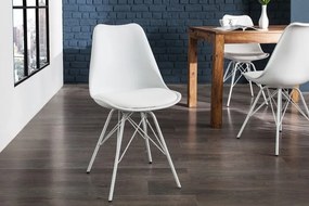 Set 4 scaune Scandinavia din plastic dur si sezut cu piele ecologica